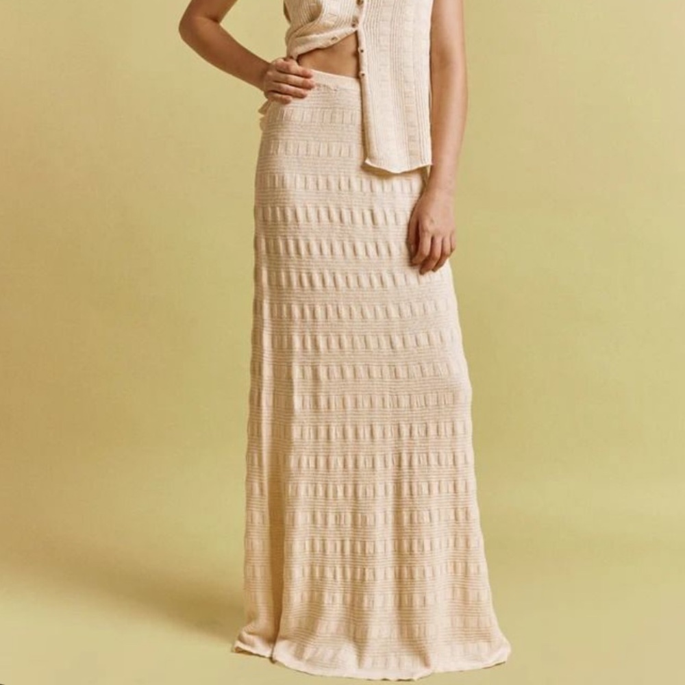 VRG - Camellia Knit Maxi Skirt Cream